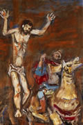 Crocifssione, 1987-’88, olio su cartone telato, cm 60x40, Museo d’Arte Sacra e Contemporanea, S. Maria la Bruna (Torre del Greco)